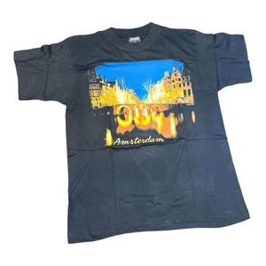 Vintage 90s Kemme tag Graphic embroidered Amsterdam souvenir Holland T-Shirt‎